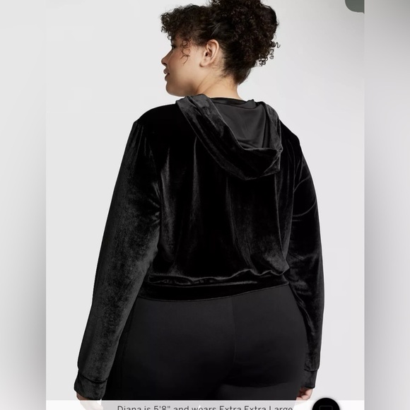 Victoria Secret Pink Bling Velour Shine Full-zip Crop Hoodie & Wide-leg Pants - Picture 7 of 8